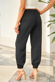 Drawstring Elastic Waist Pull-on Casual Pants with Pockets