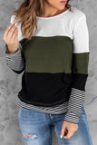 Stylish Colorblock Splicing Stripes Top