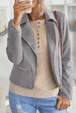 Zipped Notch Collar Short Jacket