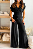 Black V-Neck Dolman Sleeves Jumpsuit