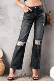 High Waist Distressed Ripped Hole Flare Jeans