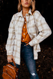 Plaid Pattern Buttoned Shirt Coat with Slits