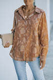 Brown Collared Neck Floral Textured Shirt