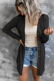 Solid Color Open-Front Buttons Cardigan