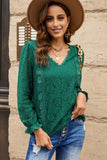Floral Lace Mesh Crochet Long Sleeve Top