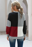 Color Block Round Neck Long Sleeves Pullover Sweatshirt