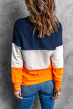 Colorblock Contrast Stitching Sweatshirt with Slits