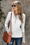 Crochet Lace Hem Sleeve Button Top