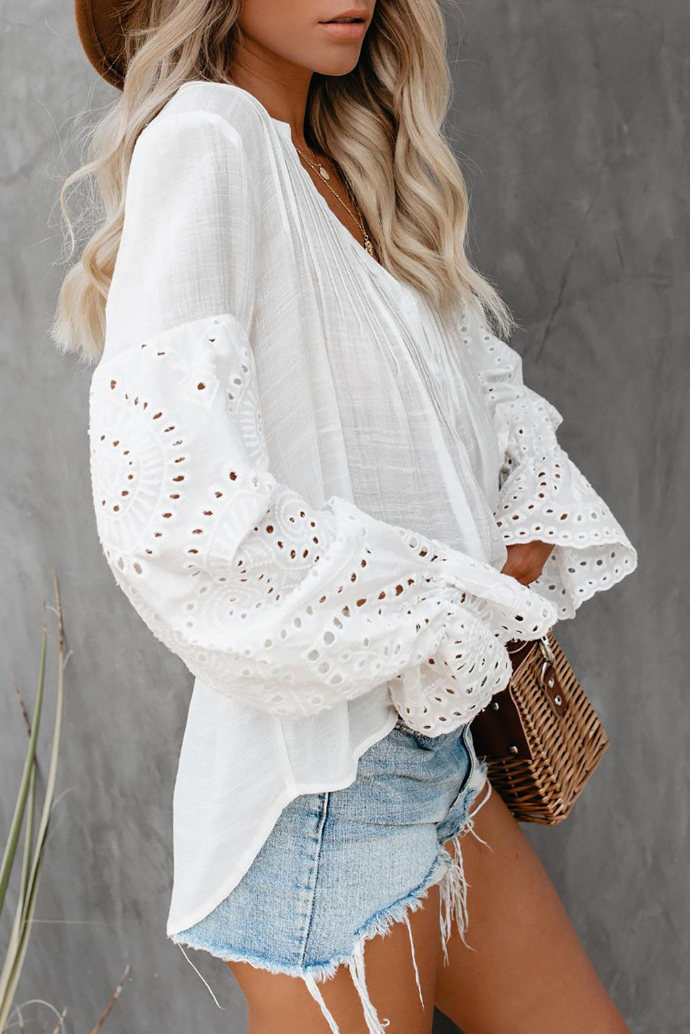 Rekindle Eyelet Button Up Top