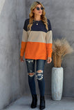 Colorblock Contrast Stitching Sweatshirt with Slits