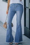 Distressed Bell Bottom Denim Pants