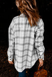 Plaid Pattern Buttoned Shirt Coat with Slits