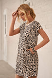 Leopard Pattern T-shirt Dress with Pockets