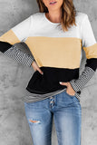 Stylish Colorblock Splicing Stripes Top