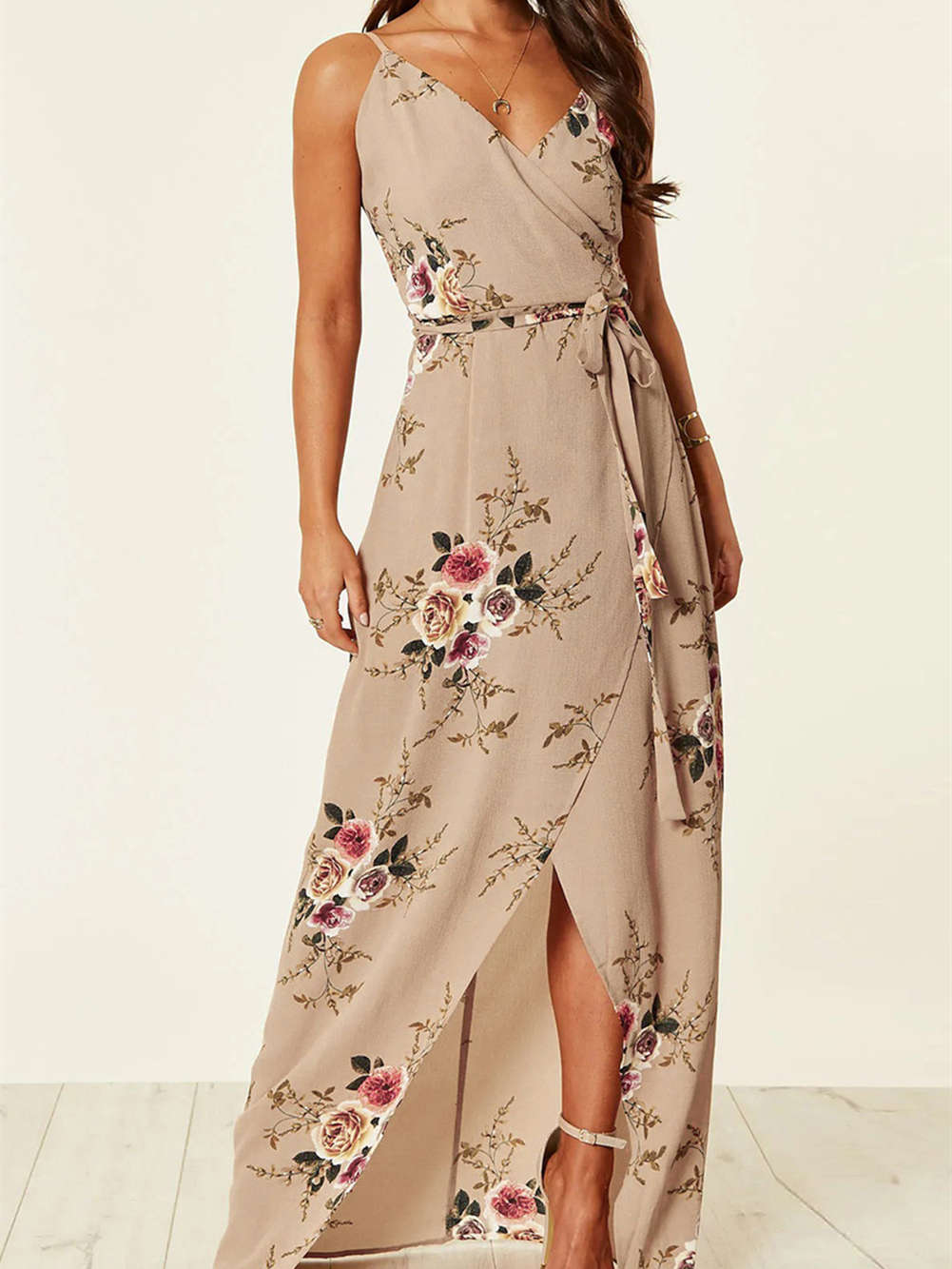 Sexy Floral Wrap Maxi Dress With Slit