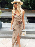 Sexy Floral Wrap Maxi Dress With Slit