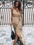 Sexy Floral Wrap Maxi Dress With Slit