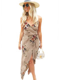 Sexy Floral Wrap Maxi Dress With Slit