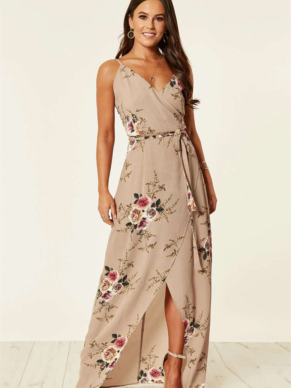 Sexy Floral Wrap Maxi Dress With Slit