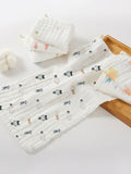 2 Pieces Baby Face Towel Baby Napkin Baby Saliva Towel Alpaca-Animals/Autumn-Fawn/Blue-Cactus