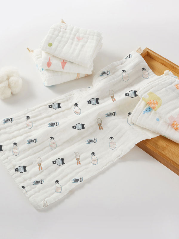 2 Pieces Baby Face Towel Baby Napkin Baby Saliva Towel Blue Elephant-Fawn/Dinosaurs-Animals/Elephant-Whale