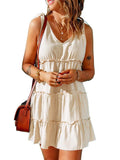 Bandage V-neck Fungus Edge Sleeveless Casual dress