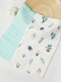 2 Pieces Baby Face Towel Baby Napkin Baby Saliva Towel Alpaca-Animals/Autumn-Fawn/Blue-Cactus