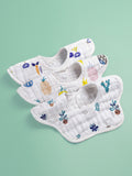 3 Pieces Double sided Floral Printed Baby Girl Bib Saliva towel