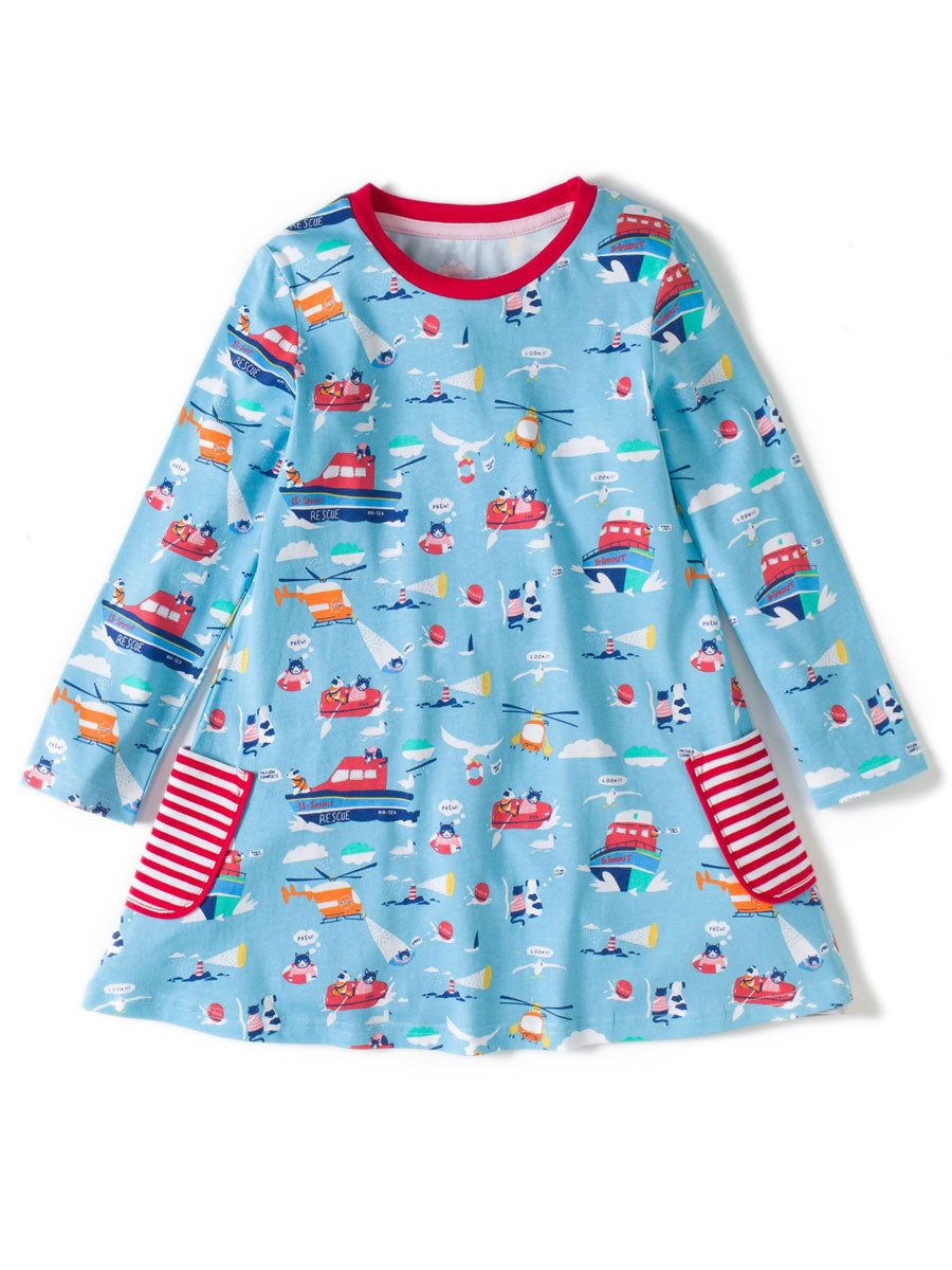 Children's printed Knee Length Dress with Sleeves
