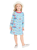 Children's printed Knee Length Dress with Sleeves