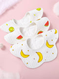 3Pieces Waterproof Newborn baby bib pure cotton yarn cloth saliva towel