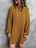 Round Neck Empire Waist Ribbed Knit Mini Dress