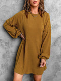 Round Neck Empire Waist Ribbed Knit Mini Dress