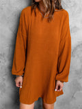 Round Neck Empire Waist Ribbed Knit Mini Dress