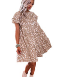 Leopard Ruffled Sleeve Shift Mini Dress