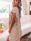 Leopard Ruffled Sleeve Shift Mini Dress