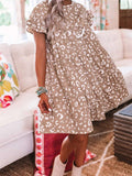 Leopard Ruffled Sleeve Shift Mini Dress