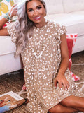 Leopard Ruffled Sleeve Shift Mini Dress