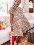 Leopard Ruffled Sleeve Shift Mini Dress
