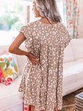 Leopard Ruffled Sleeve Shift Mini Dress