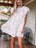 Leopard Ruffled Sleeve Shift Mini Dress