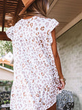 Leopard Ruffled Sleeve Shift Mini Dress