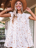 Leopard Ruffled Sleeve Shift Mini Dress