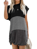 Colorblock Twisted T-Shirt Mini Dress Short Sleeves