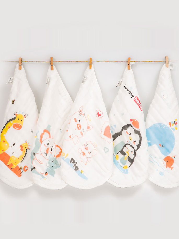 Six Layers Face Towel Washcloths 5 Pieces Set