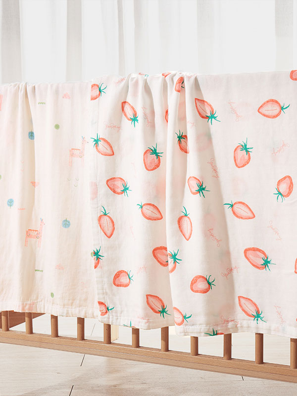 Two Pieces Bamboo Floral Print Summer Baby Blanket