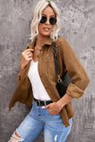Rivet Corduroy Buttoned Long Sleeve Shirt with Pockets