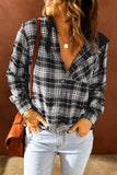 Drawstring Plaid Hooded Shirt Coat