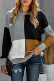 Color Block Round Neck Long Sleeves Pullover Sweatshirt