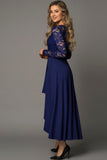 V-neck Lace Backless High and Low Hem Evening Dress